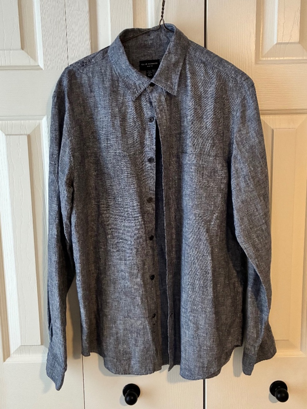 Club Monaco Slim Fit Linen Shirt - Blue/Grey - Men's M